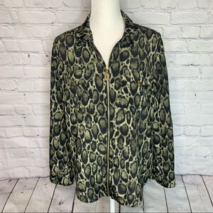 Michael Michael Kors Animal print gold dog tag roll tab sleeve zipper fr…